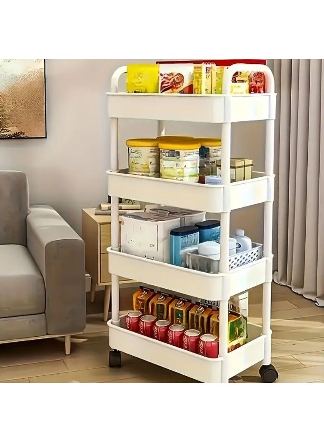 Prince 4 Tier Mesh Wire Rolling Multifunction Utility Cart Trolley With Hook - Image 2