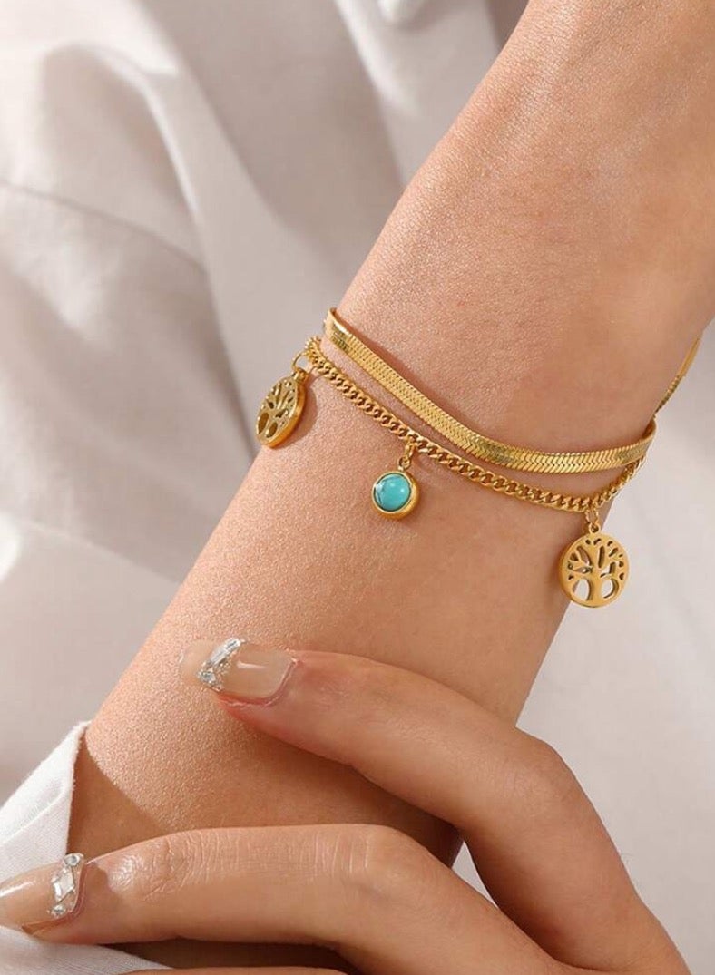 جوليري بالاس اسوارة نسائية من الاستانلس ستيل مطلي باللون الذهبي عيار ١٨ - Image 1