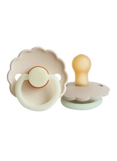 FRIGG Daisy Latex¬†Baby Pacifier, 0-6 Months, Size 1, Pack of 2 - Cream Night/Croissant Night  - Image 1