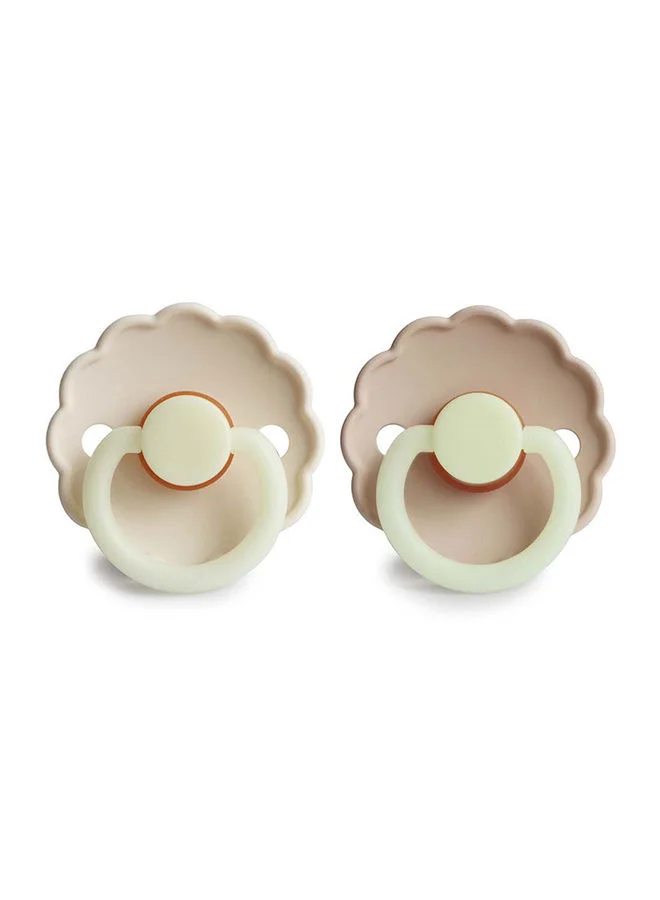 FRIGG Daisy Latex¬†Baby Pacifier, 0-6 Months, Size 1, Pack of 2 - Cream Night/Croissant Night