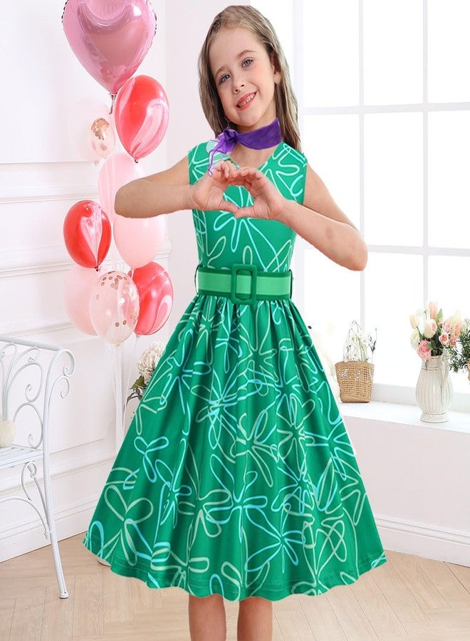 Luzlen Girls Disgust Costume Dress Kids Green Fancy Dress up Halloween Carnival Party Cosplay Costume,2-3 Years(Label 100) - Image 4