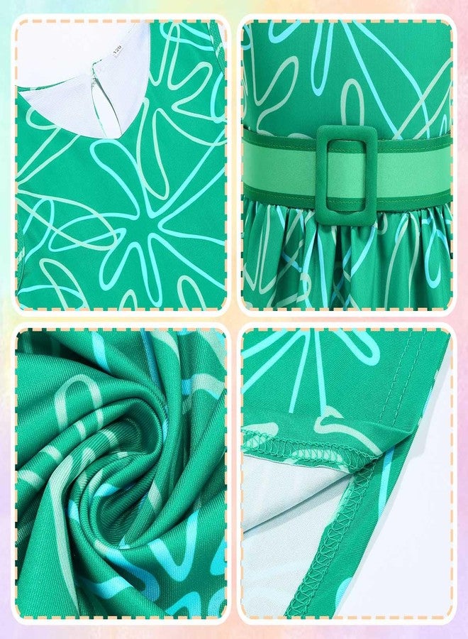 Luzlen Girls Disgust Costume Dress Kids Green Fancy Dress up Halloween Carnival Party Cosplay Costume,2-3 Years(Label 100) - Image 5