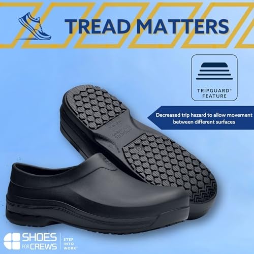 Shoes for Crews Radium, Men's, Women's, Unisex Slip Resistant Work Clogs, Water Resistant, Black, Men's 8 / Women's 10 - Image 2