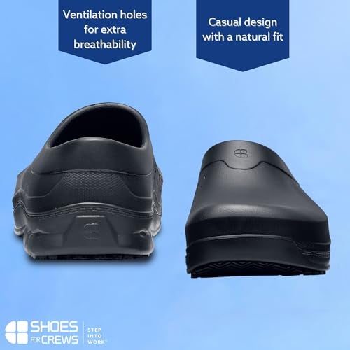 Shoes for Crews Radium, Men's, Women's, Unisex Slip Resistant Work Clogs, Water Resistant, Black, Men's 8 / Women's 10 - Image 4