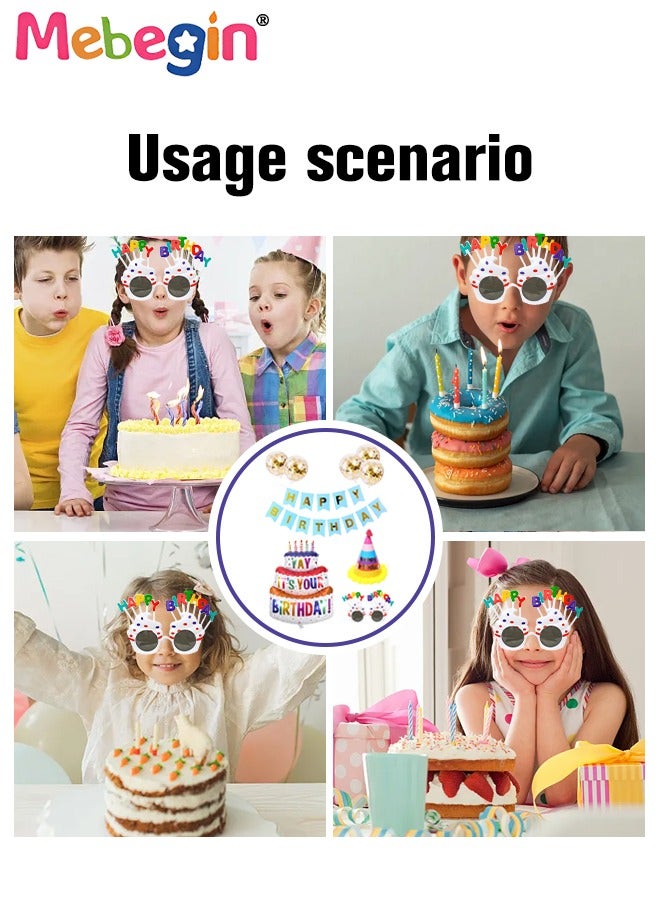 MEBEGIN 3 Tier Cake Shape Birthday Balloons Set for Birthday Decorations include 63*102cm Ballons,Happy Birthday Banner Gold Confetti Balloons,Glasses and Hat,Party Decoration for Boys Girls  - Image 5