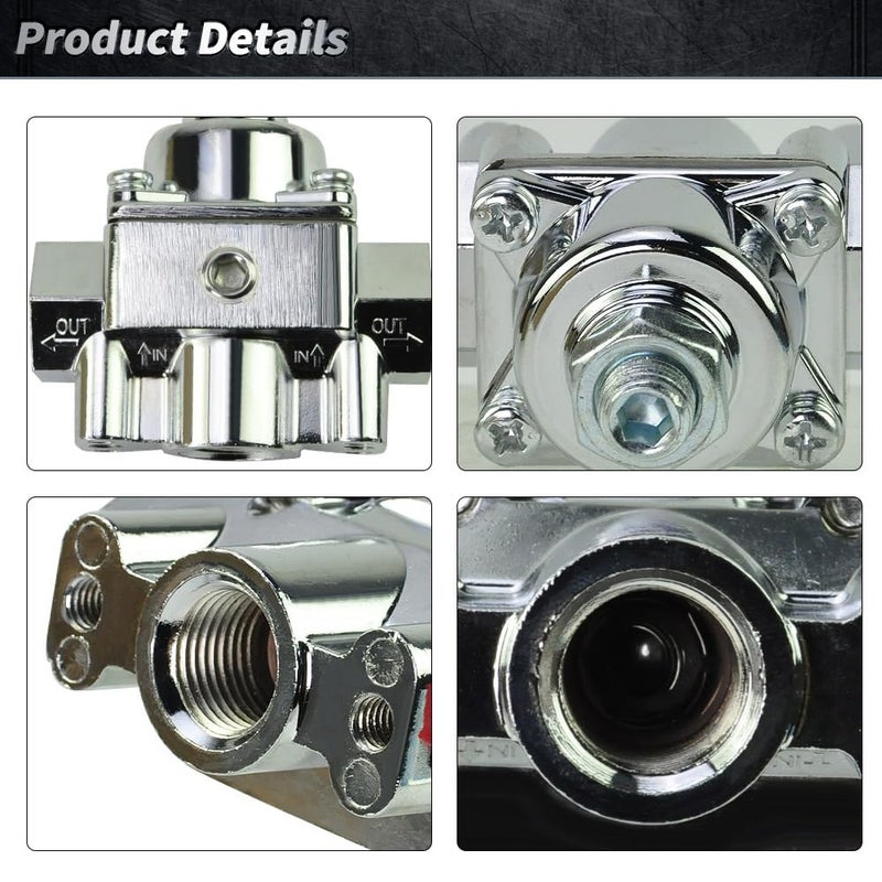 CNPAPC 12-804 Fuel Pressure Regulator Compatible With Holley And Edelbrock Carburetor Parts For 1-4 PSI, 3/8in NPT Port (1-In, 2-Out) Adjustable Fuel Pressure Regulator Carburetor Replace #12804 - Image 4
