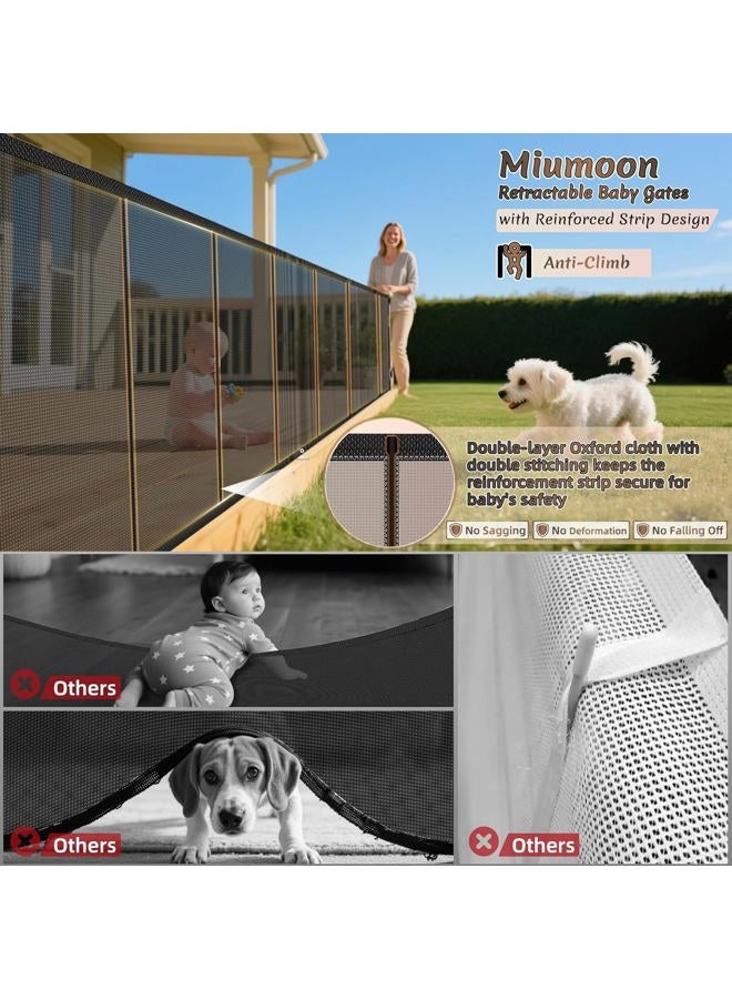 Miumoon 100 inch Retractable Baby Gates 34 inch Tall, Retractable Gate with Reinforced Strip Design to Prevent Crawling Through, 8 FT Extra Wide Retractable Dog Gate for Indoor/Outdoor - Image 2