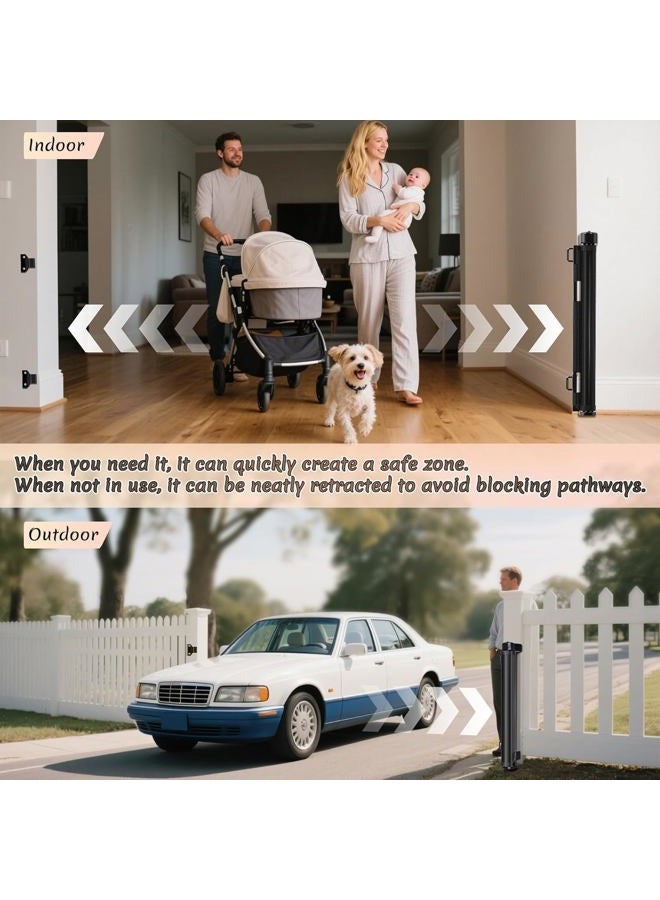 Miumoon 100 inch Retractable Baby Gates 34 inch Tall, Retractable Gate with Reinforced Strip Design to Prevent Crawling Through, 8 FT Extra Wide Retractable Dog Gate for Indoor/Outdoor - Image 5