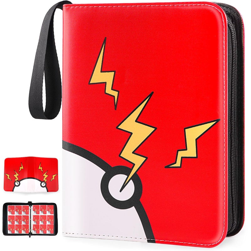 GOROMA Card Binder 9-Pockets, 900 Pockets Card Holder with 50 Removable Sleeves, Trading Card Collector Zipper Album Holder, Dark Red - Image 1