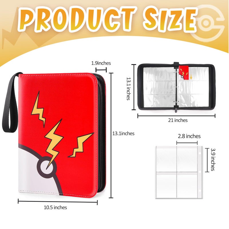 GOROMA Card Binder 9-Pockets, 900 Pockets Card Holder with 50 Removable Sleeves, Trading Card Collector Zipper Album Holder, Dark Red - Image 2
