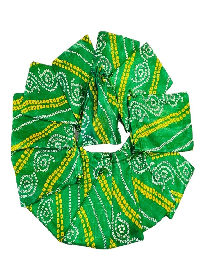 Moira 12pcs 5X7 inch Small Size Bandhej Silk Potli for Gifting, Jewellery Storage, Shagun, Coin Packing (Green) - Image 1