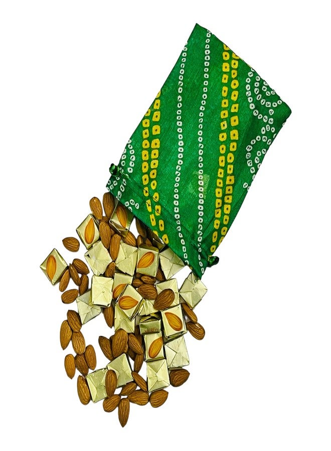 Moira 12pcs 5X7 inch Small Size Bandhej Silk Potli for Gifting, Jewellery Storage, Shagun, Coin Packing (Green) - Image 4