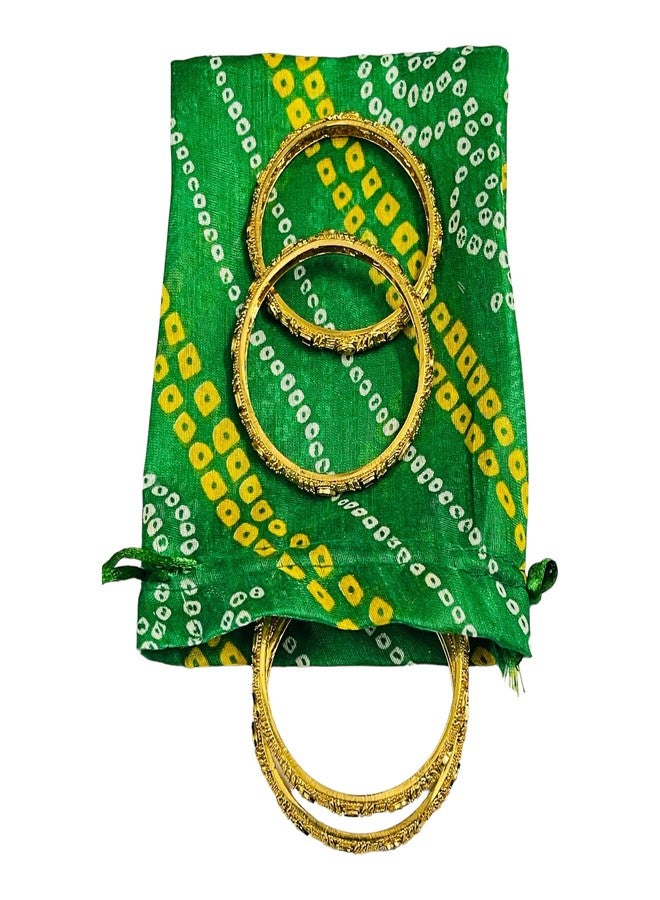 Moira 12pcs 5X7 inch Small Size Bandhej Silk Potli for Gifting, Jewellery Storage, Shagun, Coin Packing (Green) - Image 3