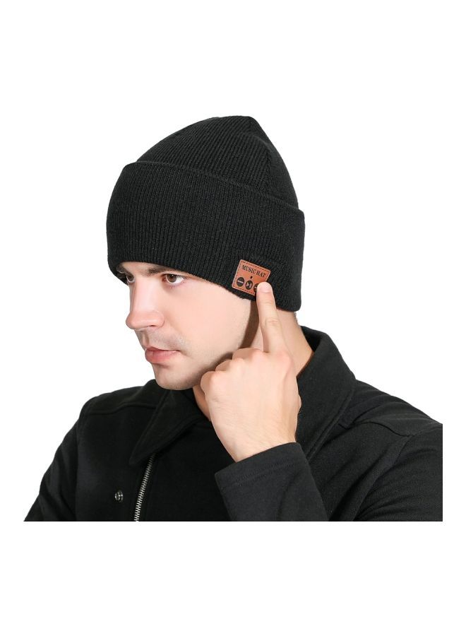 NIBEMINENT Bluetooth Knitted Hat With Mic Black  - Image 5