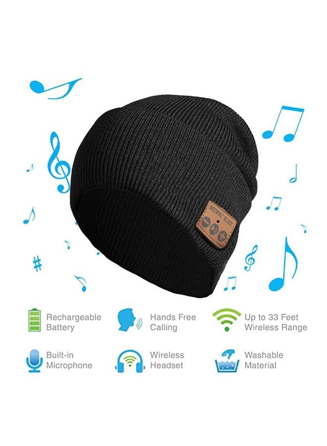 NIBEMINENT Bluetooth Knitted Hat With Mic Black  - Image 2
