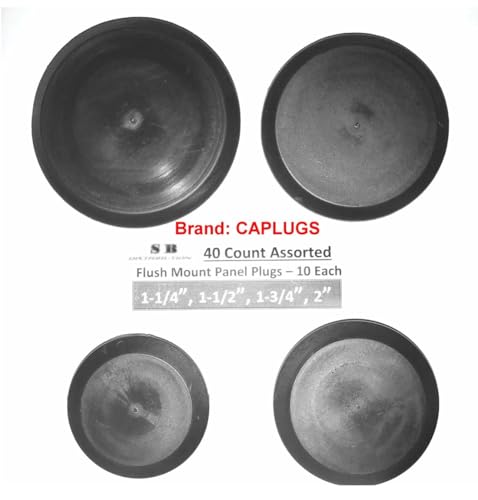 Caplugs – BPF Series – Button Plugs with Flush-Type Heads, Assorted 40 Pack, 10 Each of 1-1/4", 1-1/2", 1-3/4", 2", PE-LD, Black, to Fit Hole Sizes 1.25” – 2.01”, Sheet Metal Hole Plugs - Image 2