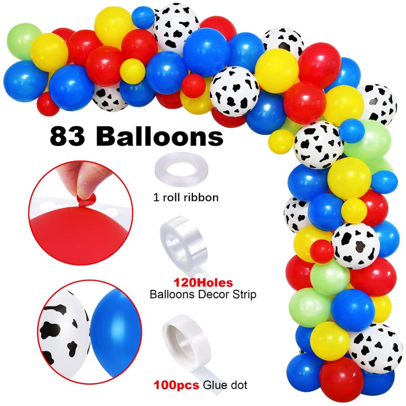 Golray 91Pcs Farm Animals Party Decorations Supplies, Farm Barn Animal Backdrop Farmhouse Decor Tablecloth Cow Print Horse Balloon Arch Garland Kit 1st Baby Shower Birthday Party Supply for Kids Girls - Image 3