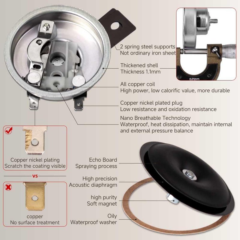 FARBIN 3.1" 12v 110db Motorcycle Electric Horn Waterproof Round Loud Speaker Small Metal Disc Horn for Motorcycle Moped Dirt Bike Scooter - Image 4