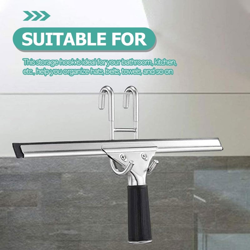 2 Pcs Heavy Duty 304 Stainless Steel S Hooks Punch Free Bathroom Shower Door Hooks For Towels Robes - Image 5