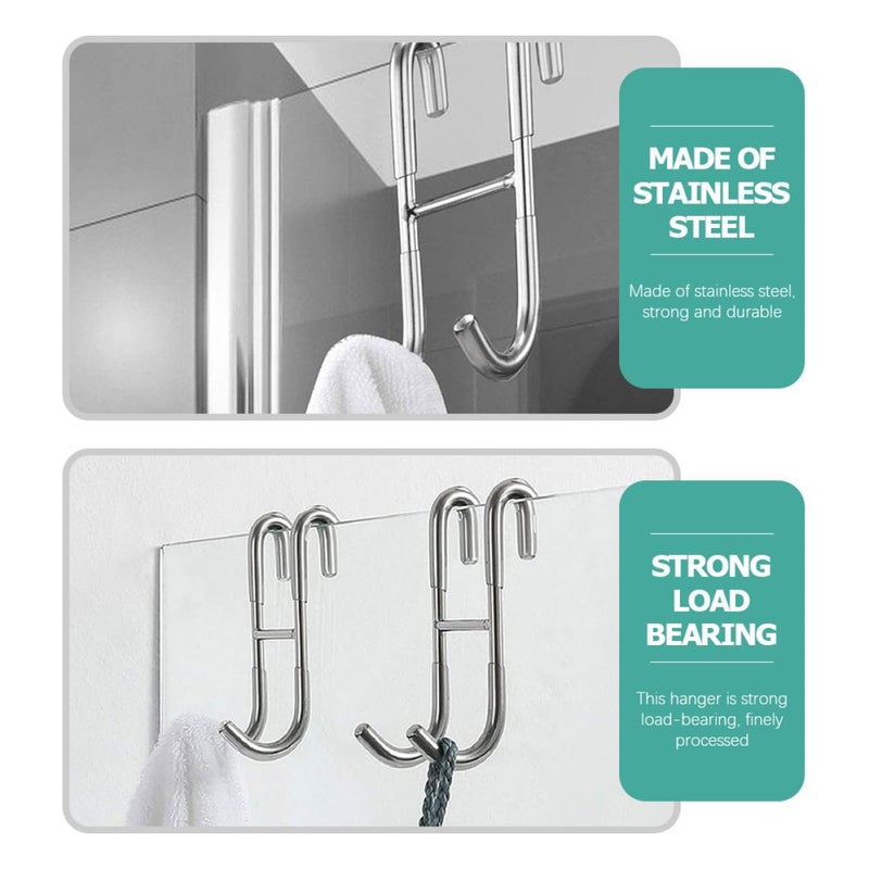 2 Pcs Heavy Duty 304 Stainless Steel S Hooks Punch Free Bathroom Shower Door Hooks For Towels Robes - Image 3