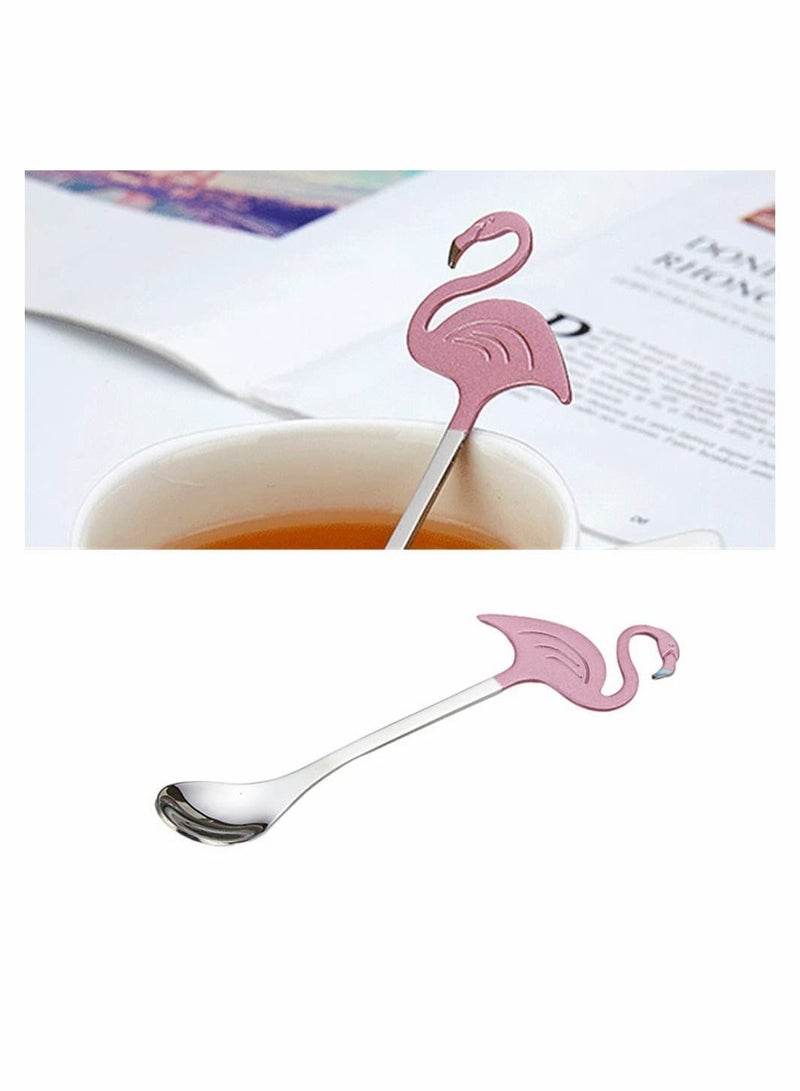 NIBEMINENT 2 Pieces Cute Dessert Spoon Stainless Steel Flamingo Stirring Tea for Espresso Ice Cream (Silver) - Image 5