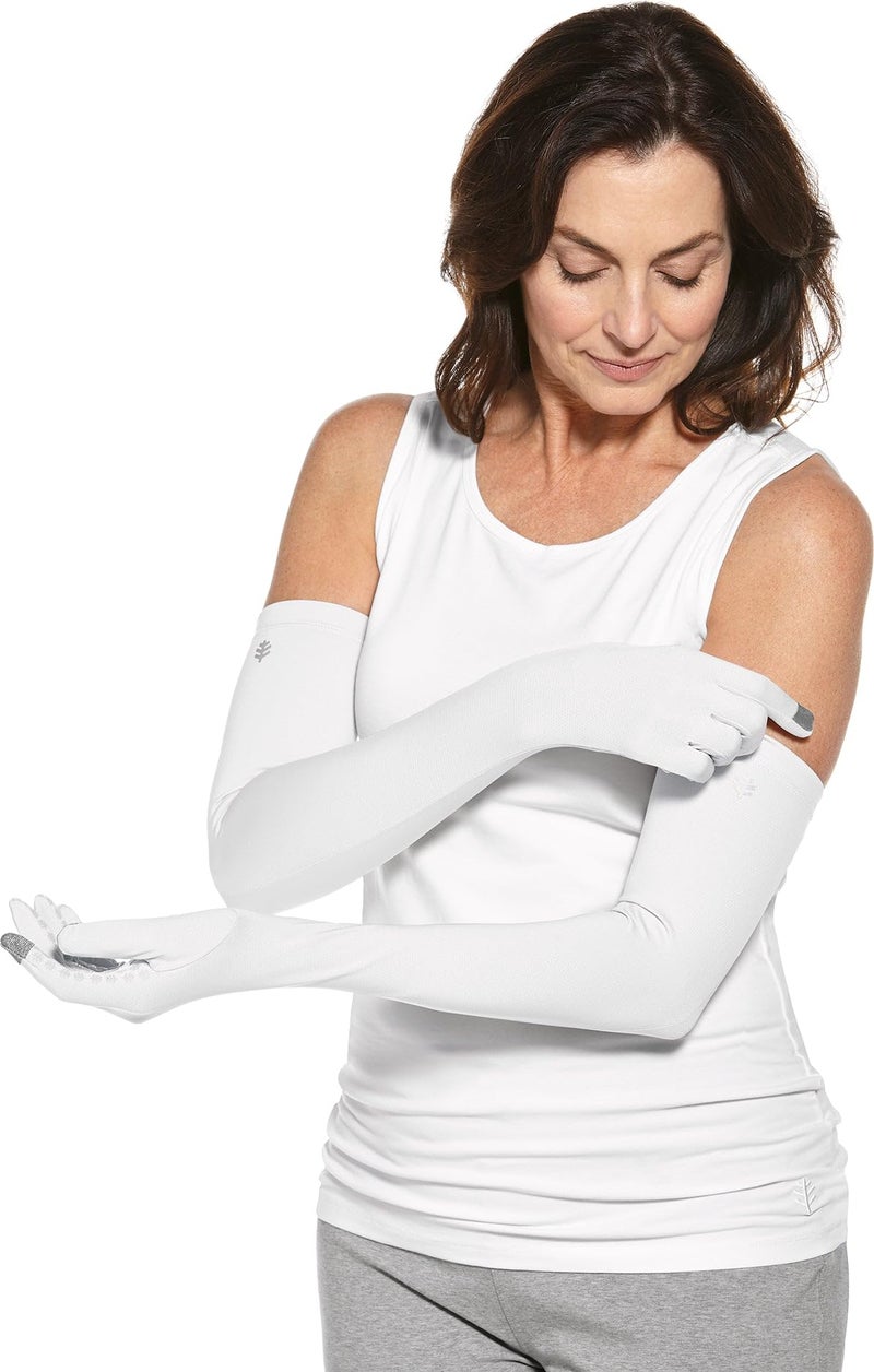 Coolibar Long Full Finger UV Sun Gloves - UPF 50+ Sun Protection - Culebra in White - Image 5