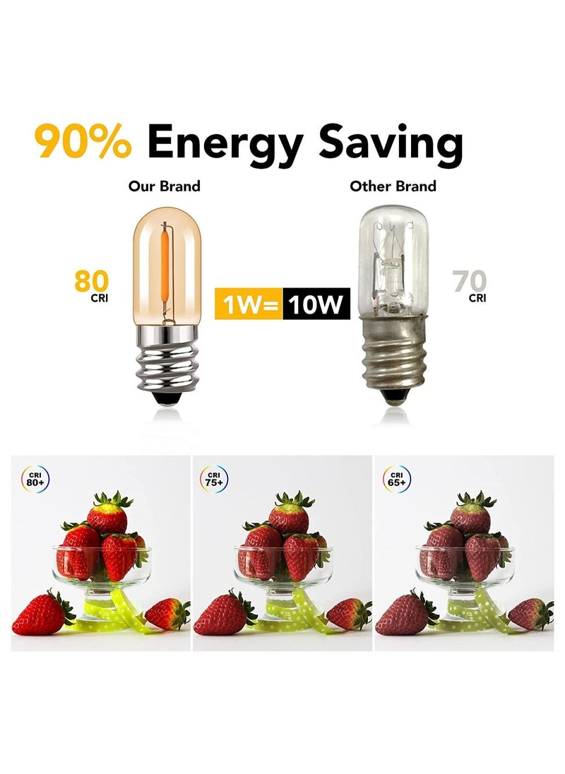Y&D - E14 LED Light Bulbs, T16 1W Vintage Edison Screw Bulb Tubular Night Mini Warm White 2200K Amber 10W Equivalent for Sewing Machine Refrigerator, Non-dimmable (Mini 5Pcs) - Image 1