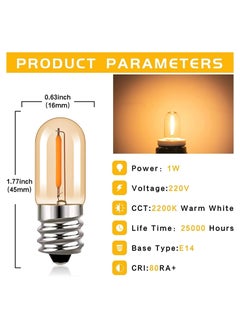 Y&D E14 LED Light Bulbs, T16 1W Vintage Edison Screw Bulb Tubular Night Mini Warm White 2200K Amber 10W Equivalent for Sewing Machine Refrigerator, Non-dimmable (Mini 5Pcs)  - Image 3