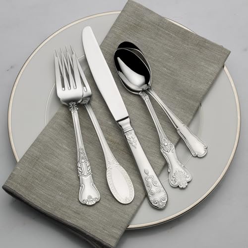 Wallace Hotel Lux 77-Piece 18/10 Stainless Steel Flatware Set, Silver, Service for 12 - - Image 5