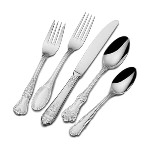 Wallace Hotel Lux 77-Piece 18/10 Stainless Steel Flatware Set, Silver, Service for 12 - - Image 1