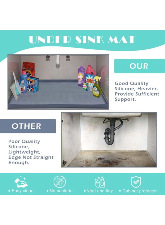 URMONA Waterproof Silicone Under Sink Mat Shelf Liner for Kitchen and Bathroom, Cabinet and Counter Protector, Storage & Organizers, Litter Mat(Cream,30 W x 48 L cm) - Image 5