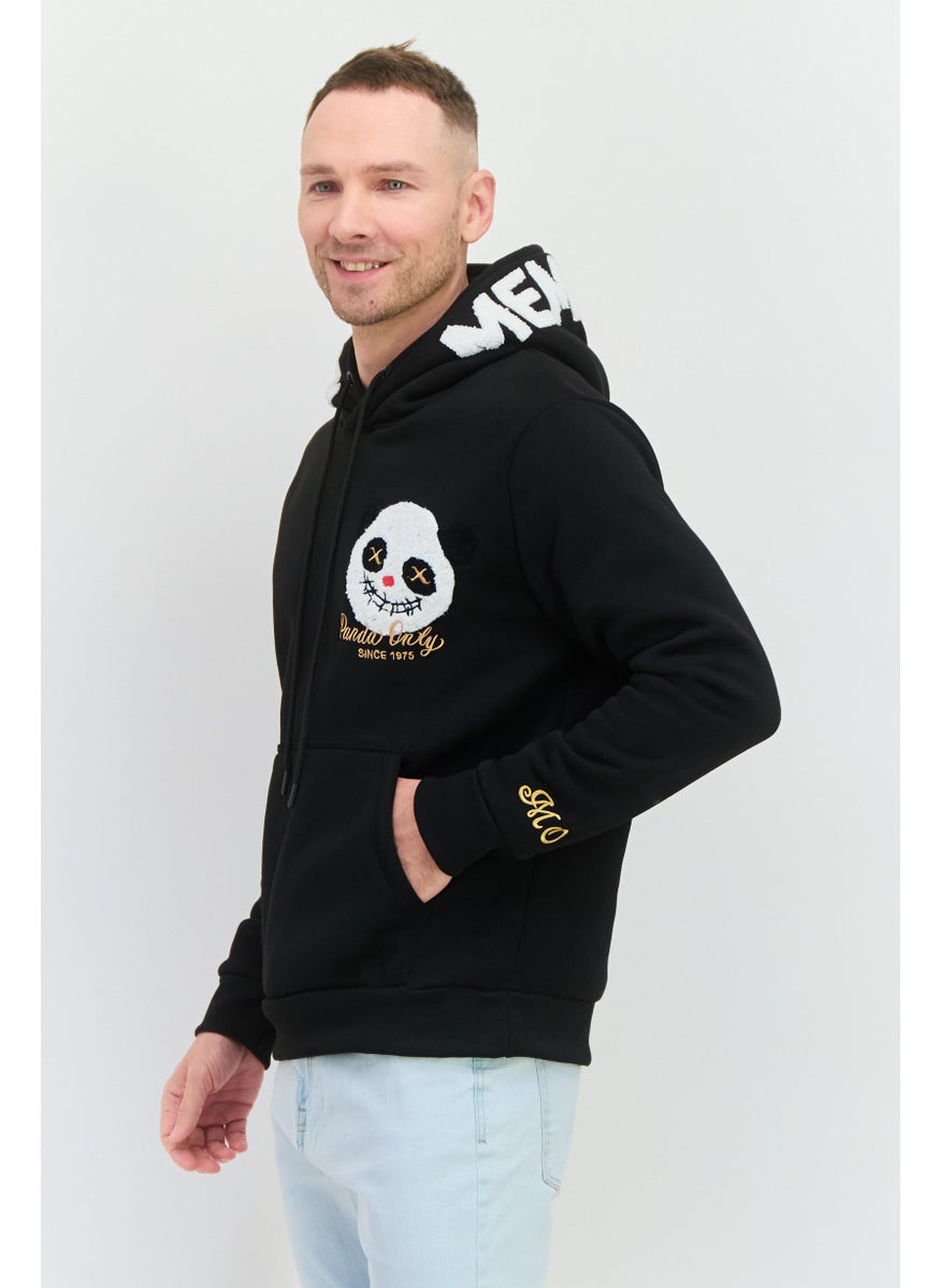 MEMBERS ONLY - Men Hooded Embroidered Long Sleeves Sweatshirt, Black - Image 1