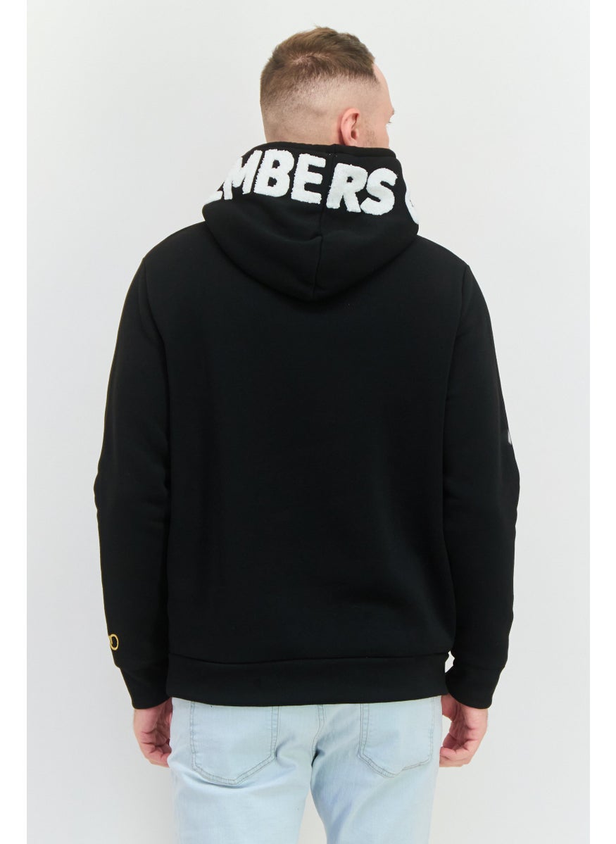 MEMBERS ONLY - Men Hooded Embroidered Long Sleeves Sweatshirt, Black - Image 1