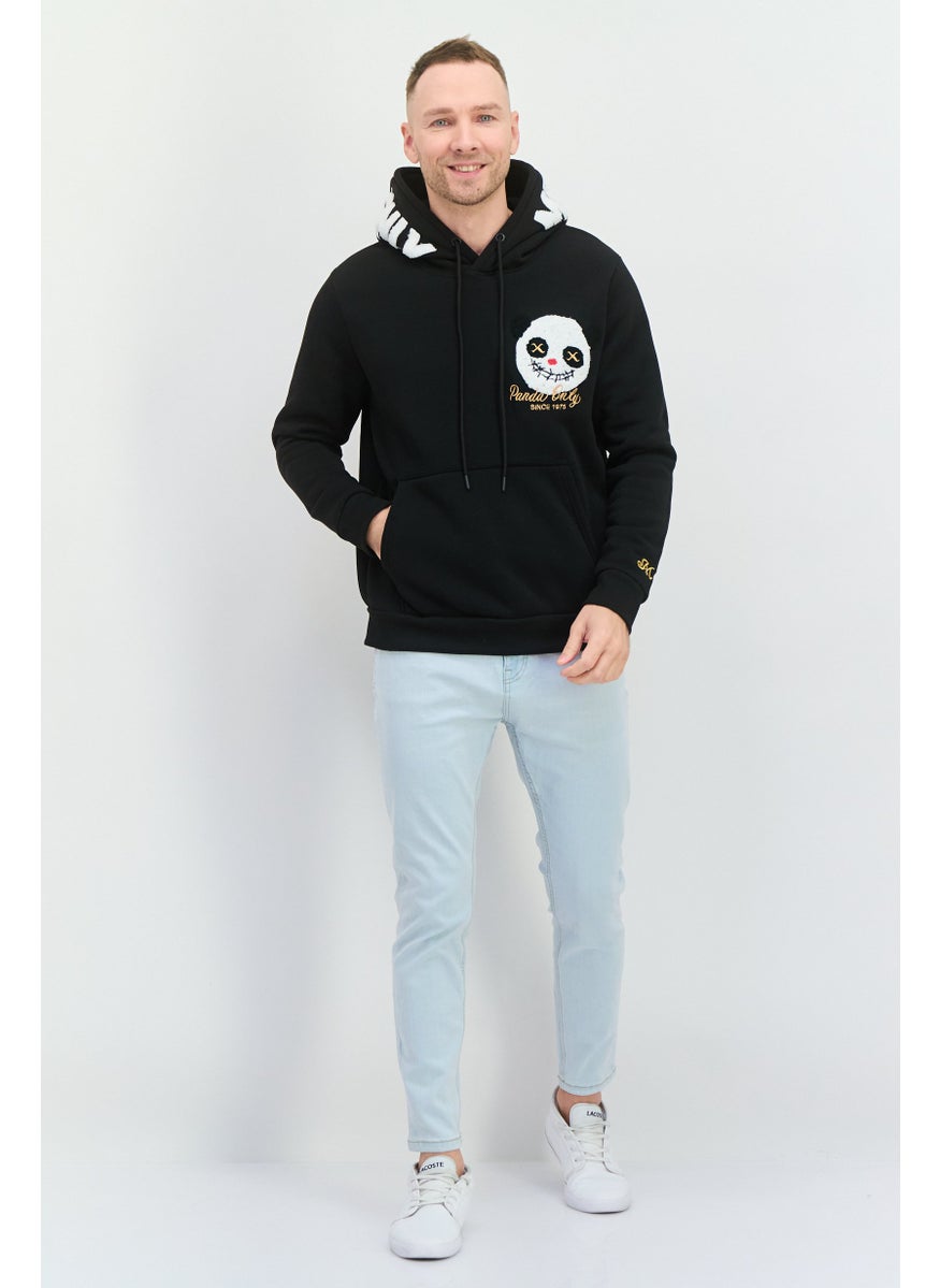 MEMBERS ONLY - Men Hooded Embroidered Long Sleeves Sweatshirt, Black - Image 1