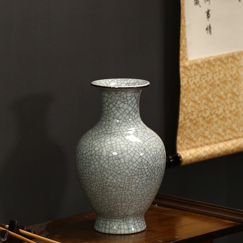 فن الصينية الخزفية المصنوعة يدويًا مزهرية زجاجة زجاجة زجاجة زجاجة زجاجة زجاجة زجاجة زجرية كبيرة الصين - Image 2