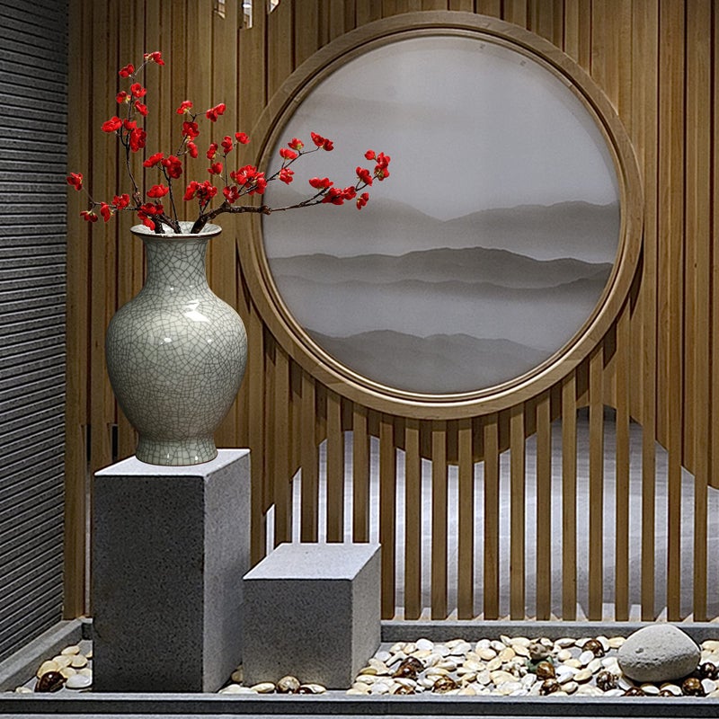 فن الصينية الخزفية المصنوعة يدويًا مزهرية زجاجة زجاجة زجاجة زجاجة زجاجة زجاجة زجاجة زجرية كبيرة الصين - Image 3