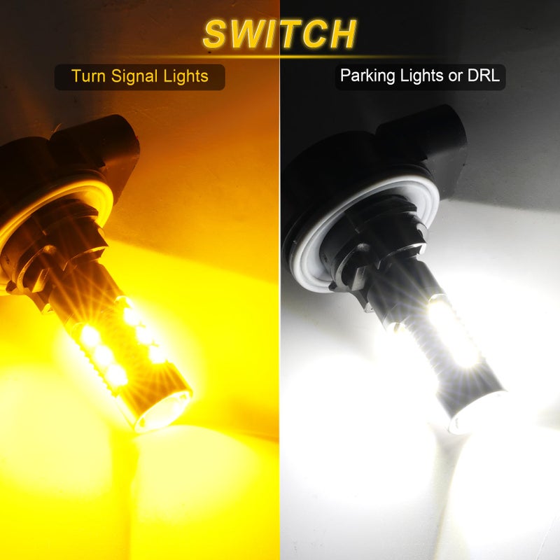 iFunyLED 3157 Switchback Led Turn Signal Bulbs Super Bright 3057 3357 3457 4157 LED Replacement light Kit Set for Car Daytime Running Turn Signal Blinker Lights, pack of 4, Xenon White/Amber Yellow - Image 2