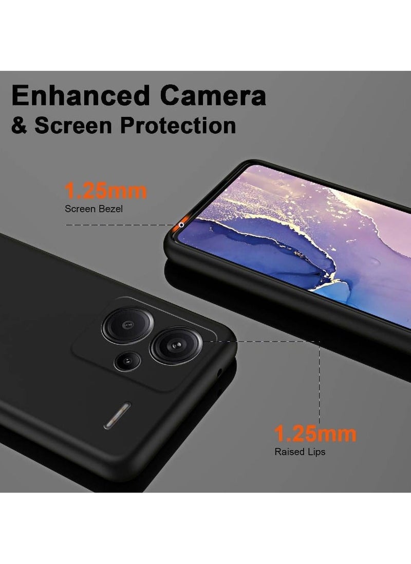 Case for Xiaomi Redmi Note 13 Pro Plus, Camera Protection Ultra Slim Soft TPU Silicone Matte Shockproof Bumper Full-Body Protective Cover for Redmi Note 13 Pro+ (Black)  - Image 2