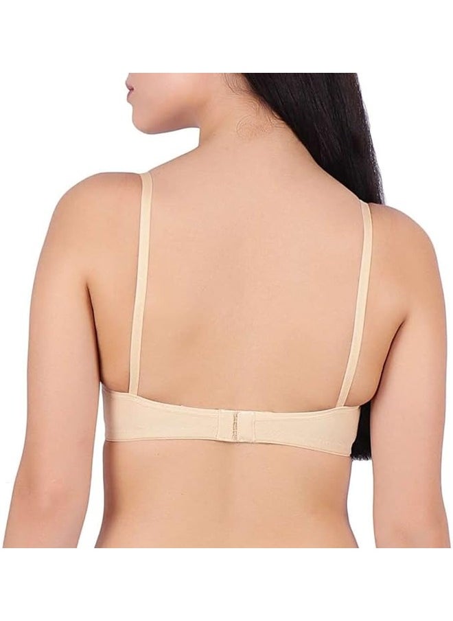Love Bell - Love Bell Womens Bra Seamless Moulded Full Coverage Double Layered Non Padded Cotton Rich Everyday T shirt Bra - Image 1