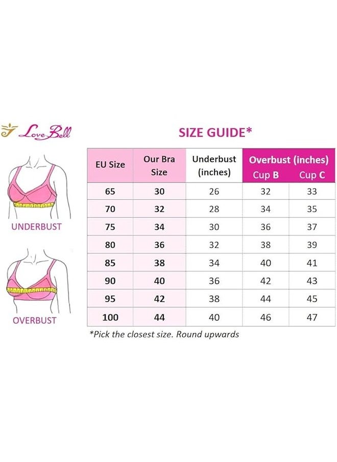 Love Bell - Love Bell Womens Bra Seamless Moulded Full Coverage Double Layered Non Padded Cotton Rich Everyday T shirt Bra - Image 1