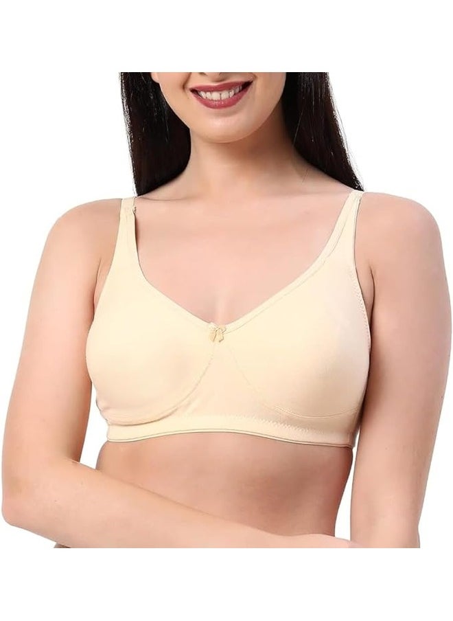 Love Bell - Love Bell Womens Bra Seamless Moulded Full Coverage Double Layered Non Padded Cotton Rich Everyday T shirt Bra - Image 1