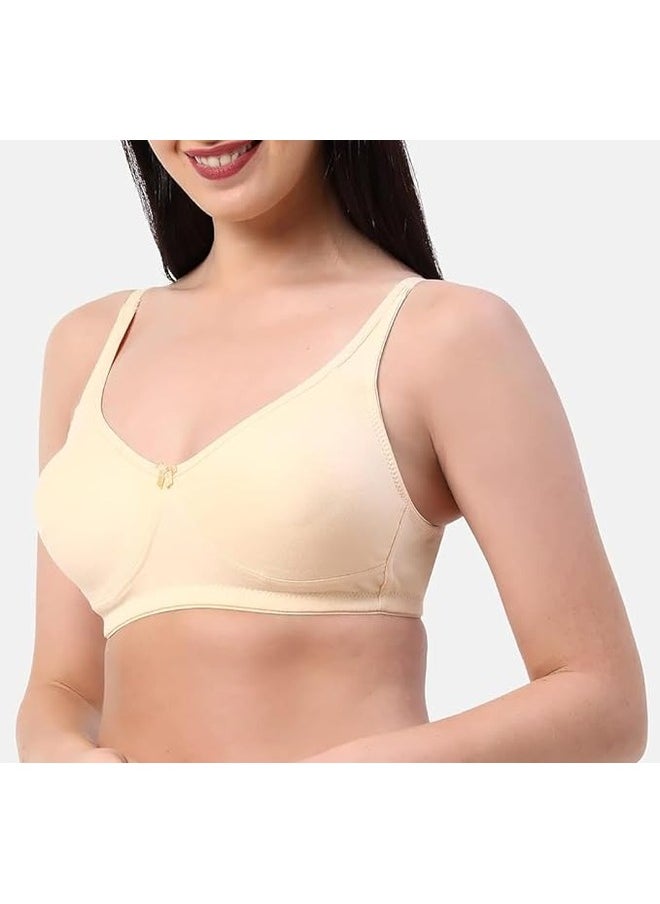Love Bell - Love Bell Womens Bra Seamless Moulded Full Coverage Double Layered Non Padded Cotton Rich Everyday T shirt Bra - Image 1