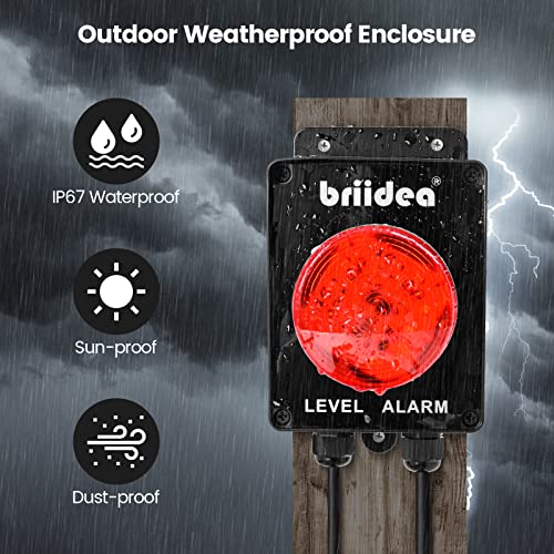 briidea جهاز إنذار مضخة الصرف، إنذار خزان الصرف الصحي الداخلي/الخارجي من برييديا مع إنذار عالي الصوت 110 ديسيبل ومؤشر LED كبير، مفتاح تعويم بطول 10 أقدام، مثالي لخزان مضخة الصرف الصحي ومياه البرك - Image 4