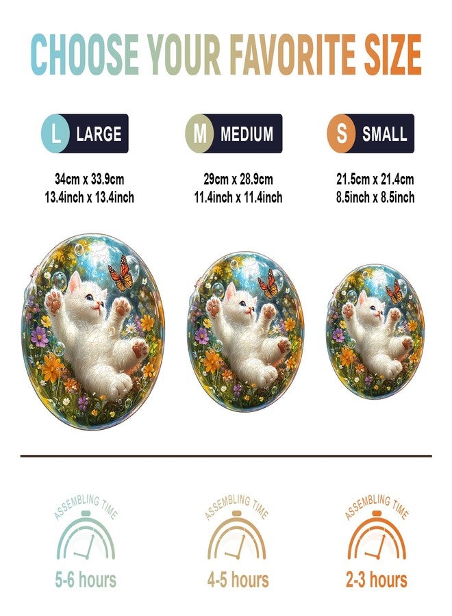 Purdicra Wooden Jigsaw Puzzles, Bubble Cat Wooden Puzzles for Adults with Unique Shape, Adult Jigsaw Puzzle, Birthday Gifts for Adults, 8.5"x8.5"-100pcs - Image 3