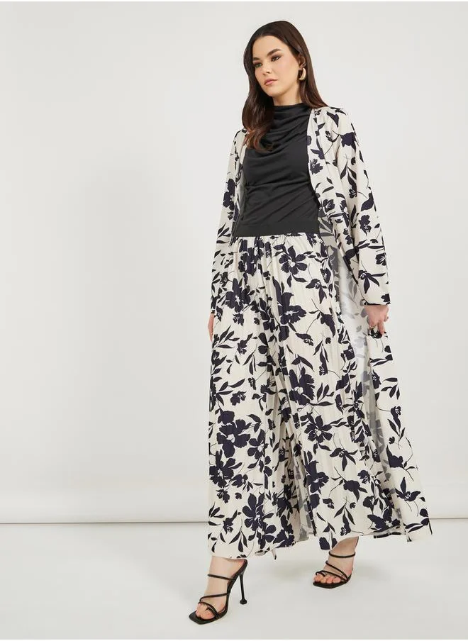 Styli All-Over Floral Print Ankle Length Wide Leg Pants