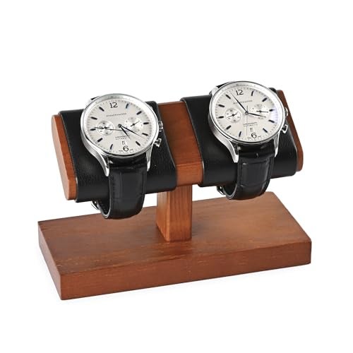 Oirlv Solid Wood Double Watch Display Stand Watch Bracelet Organizer（Black） - Image 5
