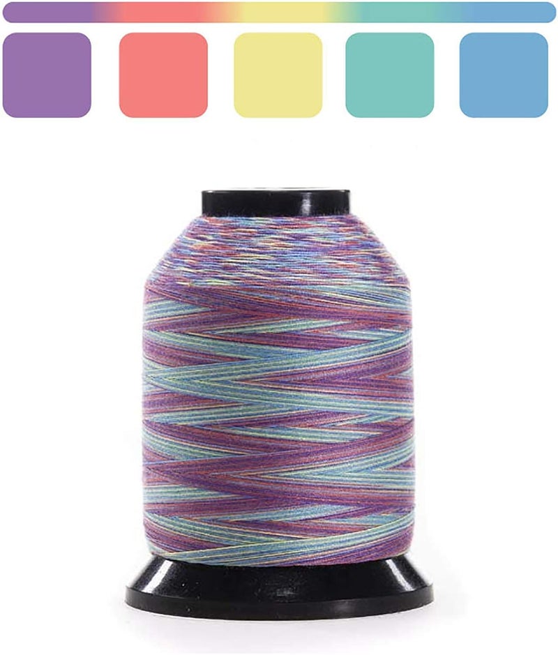 FINESSE Variegated Thread | 100% Polyester, 3ply, 50wt | 1100yds Stackable Thread Cones for Quilting and Sewing… (Rainbow) - Image 2