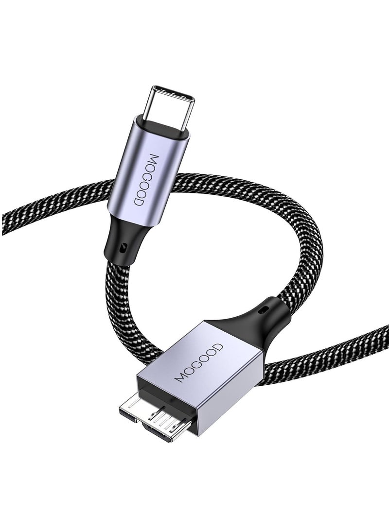 MOOGOO USB Type C to Micro B Cable 100cm from Existing C for Hard Drive 5Gbps Micro Type Compatible with Galaxy S Note 3 Seagate WD External Hard Drive Camera Grey - Image 1
