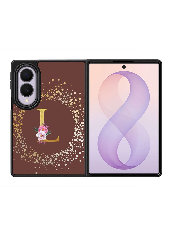 Stylizedd Rugged Case for Samsung Galaxy Z Fold8- Slim Fit Hybrid Rubber Cover Floral Monogram - L (Brown)