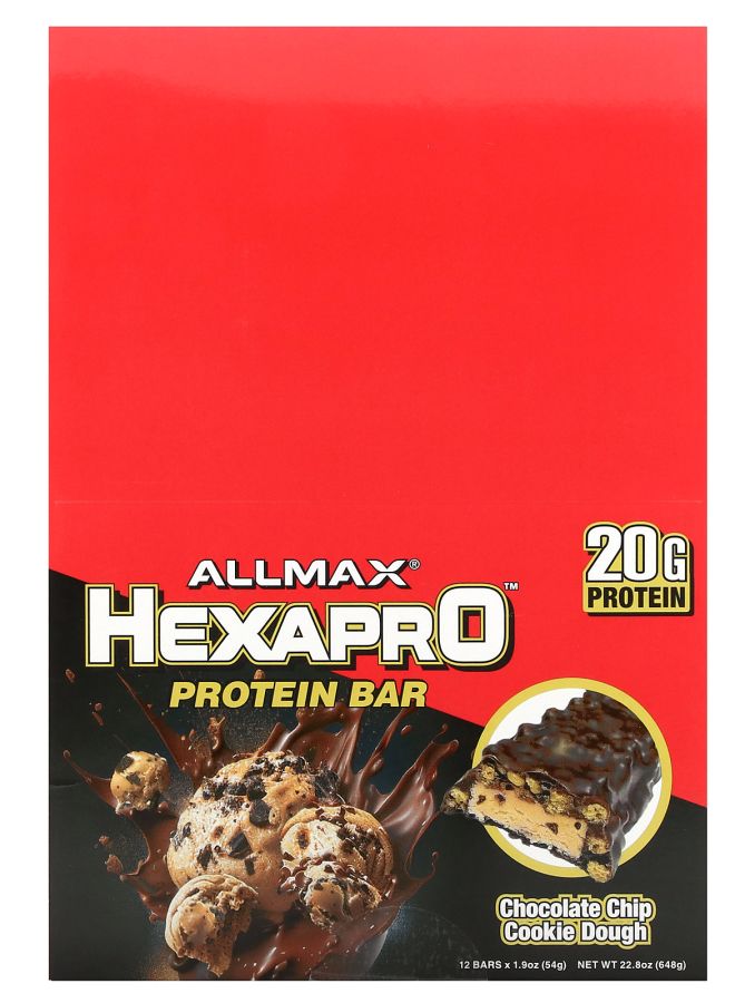 Allmax Hexapro™ Protein Bar Chocolate Chip Cookie Dough 12 Bars 1.9 oz (54 g) Each